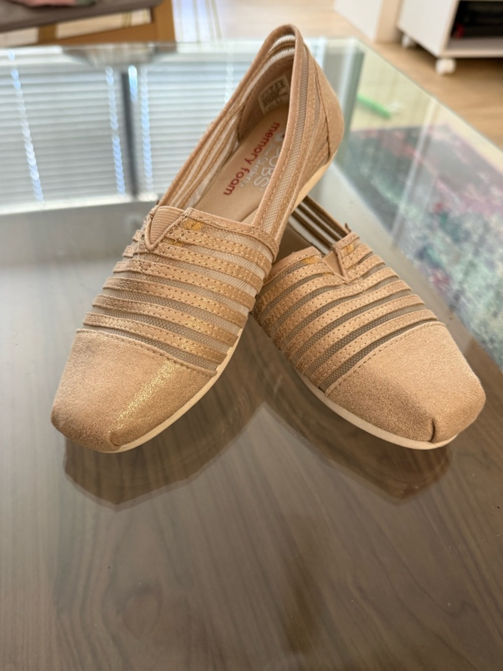 Skechers Women's Slip-On Flats in Shimmery Beige